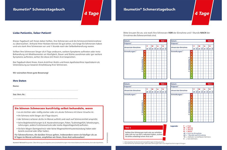 Ibumetin Schmerztagebuch